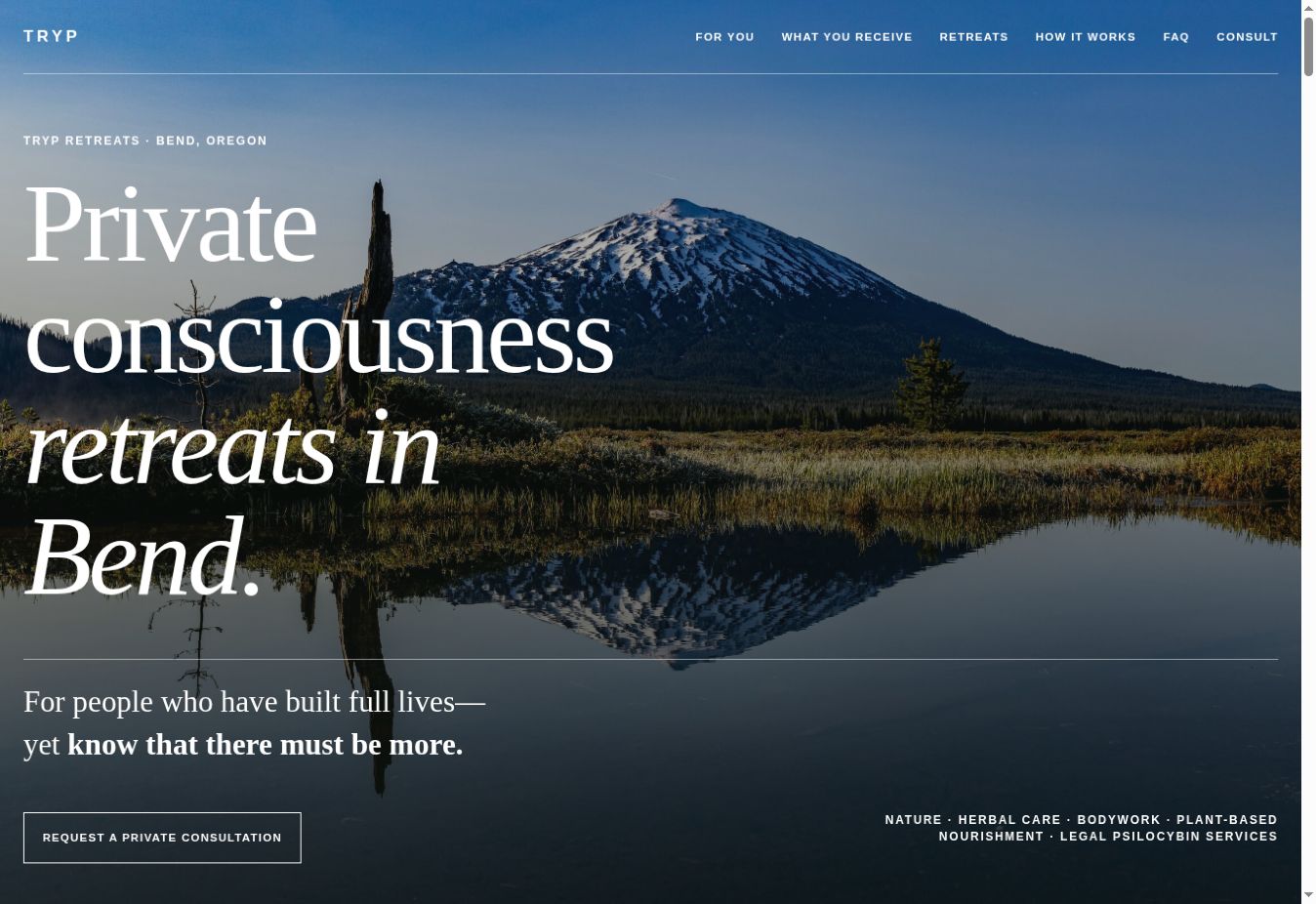 TRYP Retreats website homepage